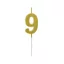 Nummer Gold Metal, Goldene Zahlkerze, Tortenkerze Nummer 9