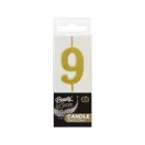 Nummer Gold Metal, Goldene Zahlkerze, Tortenkerze Nummer 9
