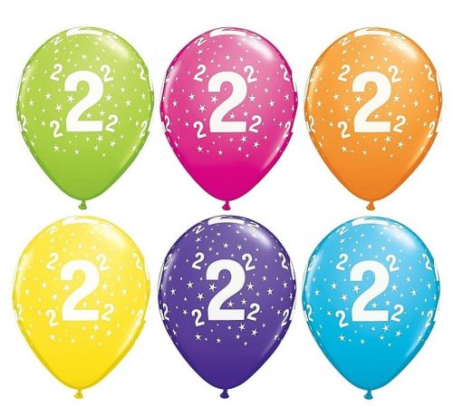 Happy Birthday 2 Tropical Mix Ballon, Luftballon 6 Stück 11 inch (28cm)