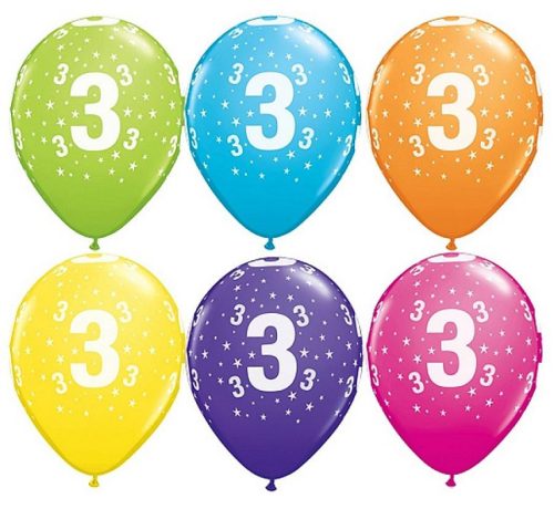 Happy Birthday 3 Tropical Mix Ballon, Luftballon 6 Stück 11 inch (28cm)