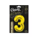 Nummer Gold, Zahl 3 Folienballon 85 cm