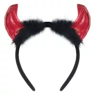 Halloween Red Teufelshorn-Stirnband mit Fell