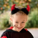 Halloween Red Teufelshorn-Stirnband mit Fell