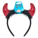 Halloween Red Teufelshorn-Stirnband mit Fell
