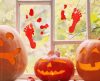 Halloween, Bloody Feet Gelsticker-Set für das Fenster