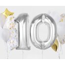 Nummer Silver Silberne Null-Nummer Folienballon 92 cm