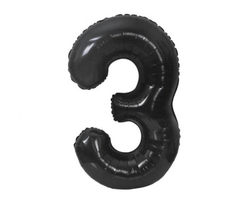 Nummer B&C Matt Black Schwarzer Nummer 3 Folienballon 85 cm