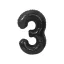Nummer B&C Matt Black Schwarzer Nummer 3 Folienballon 85 cm