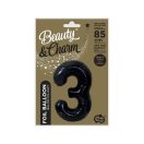 Nummer B&C Matt Black Schwarzer Nummer 3 Folienballon 85 cm