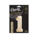 Nummer B&C Champagne Champagnerfarbene Zahl 1 Folienballon 85 cm