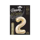 Nummer B&C Champagne Champagnerfarbene Nummer 2 Folienballon 85 cm