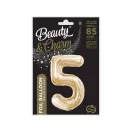 Nummer B&C Champagne Champagnerfarbene Nummer 5 Folienballon 85 cm