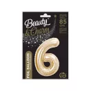 Nummer B&C Champagne Champagnerfarbene Nummer 6 Folienballon 85 cm