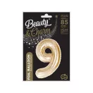 Nummer B&C Champagne Sektfarbene Nummer 9 Folienballon 85 cm