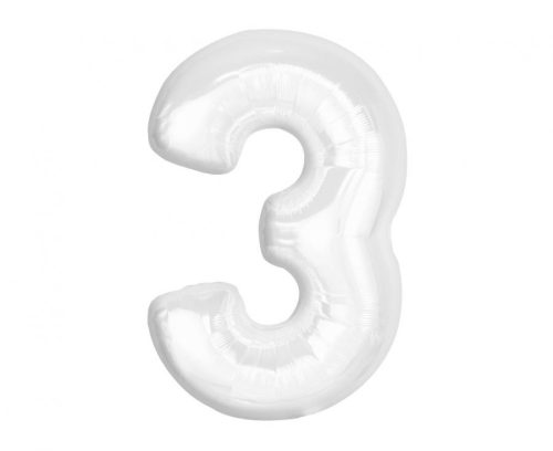 B&C White, Weiß Nummer 3 Folienballon 92 cm