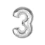 Nummer Silver Silberne Zahl 3 Folienballon 92 cm