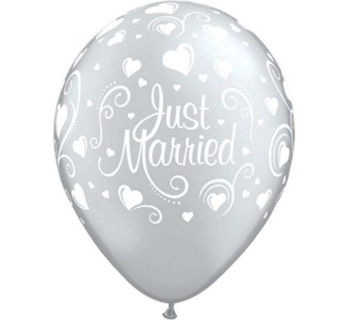 metallic Just Married Hearts Ballon, Luftballon 6 Stück 11 inch (28cm)