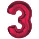 Nummer Red Rote Nummer 3 Folienballon 92 cm