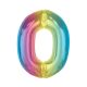 Nummer Rainbow Bunter Nummer-0-Folienballon 92 cm
