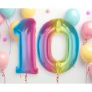 Nummer Rainbow Bunter Nummer-0-Folienballon 92 cm