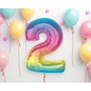 Nummer Rainbow Bunte Zahl 2 Folienballon 92 cm