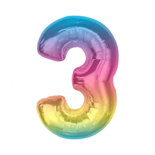 Nummer Rainbow Buntes Nummer 3 Folienballon 92 cm