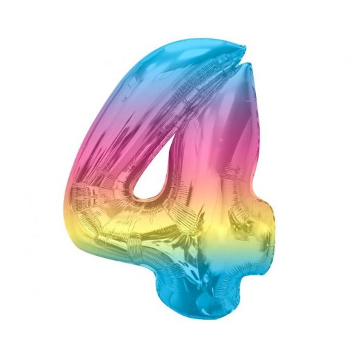 Nummer Rainbow Bunter Zahl 4 Folienballon 92 cm