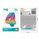 Nummer Rainbow Bunter Zahl 4 Folienballon 92 cm