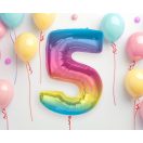 Nummer Rainbow Bunte Nummer 5 Folienballon 92 cm