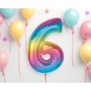Nummer Rainbow Bunte Nummer 6 Folienballon 92 cm