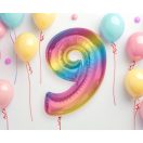 Nummer Rainbow Bunter Zahll 9 Folienballon 92 cm