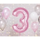 Nummer Light Pink Rosa Nummer 3 Folienballon 92 cm