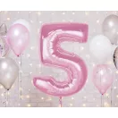 Nummer Light Pink Rosa Nummer 5 Folienballon 92 cm