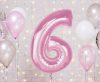 Nummer Light Pink Rosa Zahlenluftballon Nr. 6 aus Folie, 92 cm