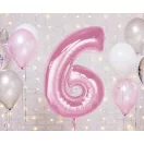 Nummer Light Pink Rosa Zahlenluftballon Nr. 6 aus Folie, 92 cm
