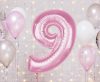 Nummer Light Pink Rosa Nummer 9 Folienballon 92 cm