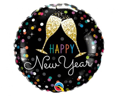 Happy New Year Sektgläser Folienballon 46 cm