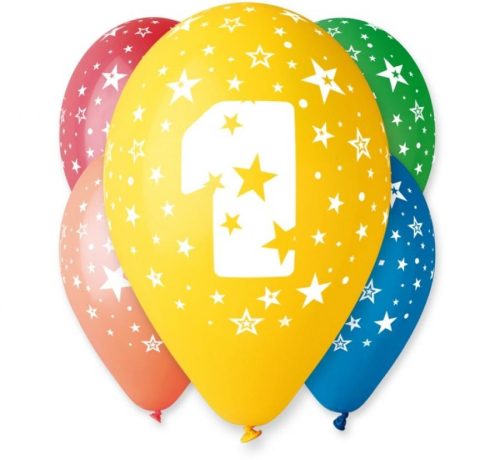 Happy Birthday 1 Star Ballon, Luftballon 5 Stück 12 inch (30cm)