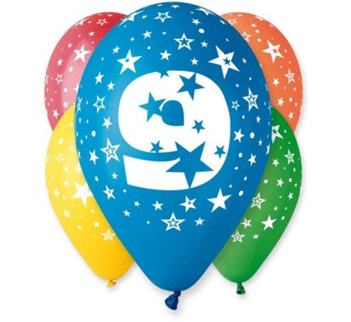 Happy Birthday 9 Star Ballon, Luftballon 5 Stück 12 inch (30cm)
