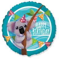   Koala Party Happy Birthday Folienballon 46 cm (ohne Verpackung)