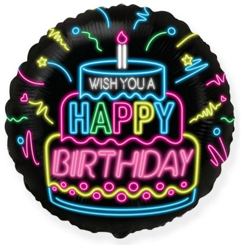 Happy Birthday Neon Folienballon 48 cm