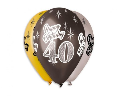 Happy Birthday 40 Metallic Ballon, Luftballon 6 Stück 12 inch (30 cm)