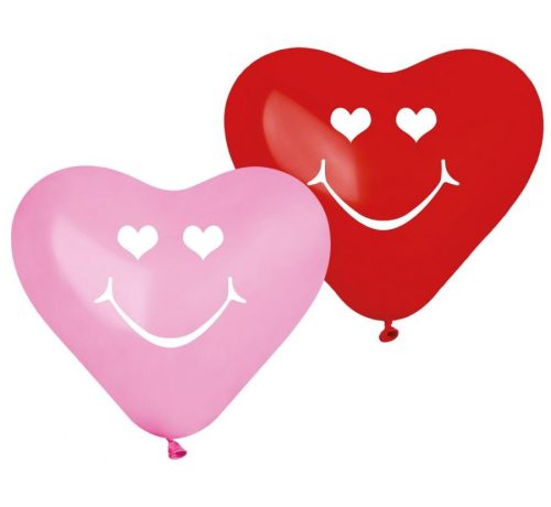 Smiling Heart s, Herz Ballon, Luftballon 5 Stück 10 Zoll (25 cm)