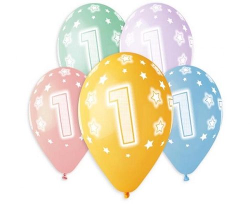 Happy Birthday 1 Star Ballon, Luftballon 5 Stück 13 inch (33 cm)