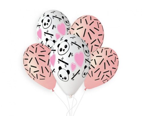 Panda & Heart, Panda Ballon, Luftballon 5 Stück 13 inch (33 cm)