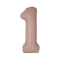 Nummer Vintage Matte rosa Folienballon Zahl 1, 76 cm (WP)