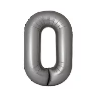 Nummer Moonlight Matt Silber Folienballon Zahl 0, 76 cm (WP)