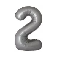 Nummer Moonlight Matt Silber Folienballon Zahl 2, 76 cm (WP)