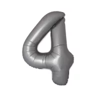 Nummer Moonlight Matt Silber Folienballon Zahl 4, 76 cm (WP)