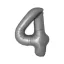 Nummer Moonlight Matt Silber Folienballon Zahl 4, 76 cm (WP)